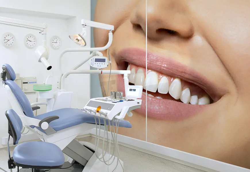 پوستر دیواری سه بعدی مطب دندانپزشکی طرح قبل و بعد از درمان
